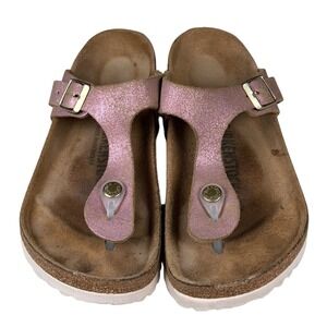 Birkenstock Women's Gizeh Slip On Thong Flip Flops Pink Metallic Size US L 5 Reg